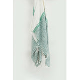 50" X 60" Teal Blue And Ivory Color Block Cotton Throw Blanket with Fringe