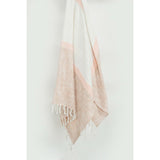 50" X 60" Blush Cotton Woven Color Block Throw Blanket with Fringe
