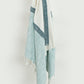 50" X 60" Blue Cotton Woven Color Block Throw Blanket with Fringe