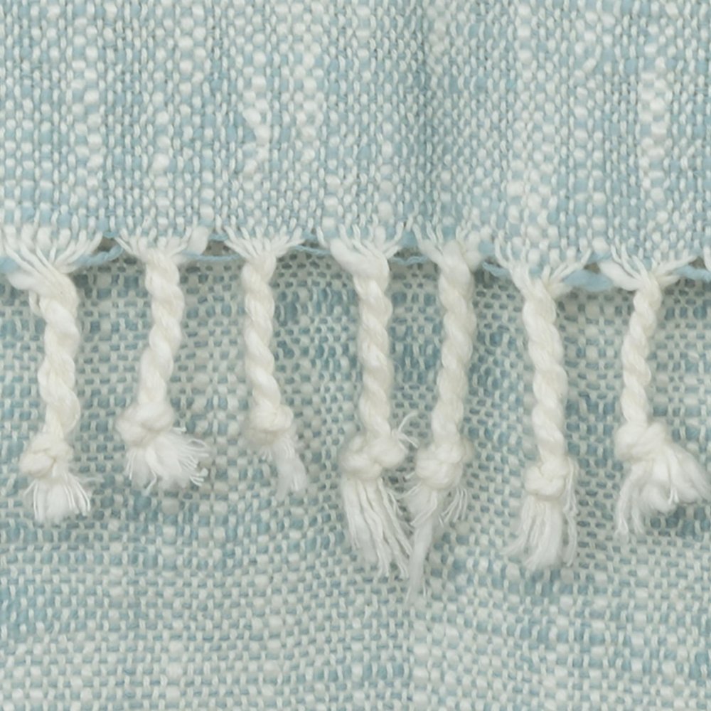 50" X 60" Blue Cotton Woven Color Block Throw Blanket with Fringe