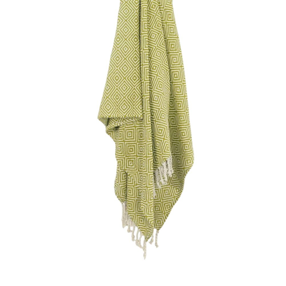 50" X 60" Citrine And Ivory Geometric Cotton Throw Blanket with Fringe