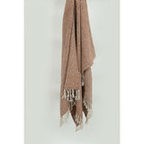 50" X 60" Brown Cotton Woven Geometric Throw Blanket with Fringe
