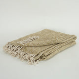 50" X 60" Natural Cotton Woven Geometric Throw Blanket with Fringe