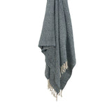 50" X 60" Navy Blue Cotton Woven Geometric Throw Blanket with Fringe