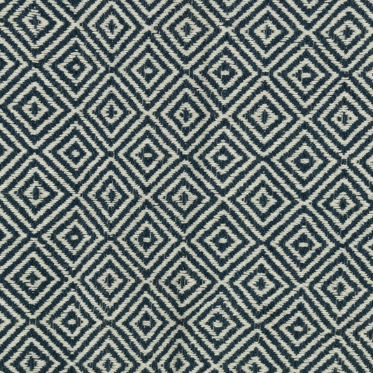 50" X 60" Navy Blue Cotton Woven Geometric Throw Blanket with Fringe