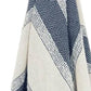 50" X 60" Blue And Ivory Cotton Woven Striped Throw Blanket with Fringe