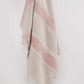 50" X 60" Beige And Pink Cotton Woven Striped Throw Blanket with Fringe