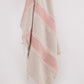 50" X 60" Beige And Pink Cotton Woven Striped Throw Blanket with Fringe