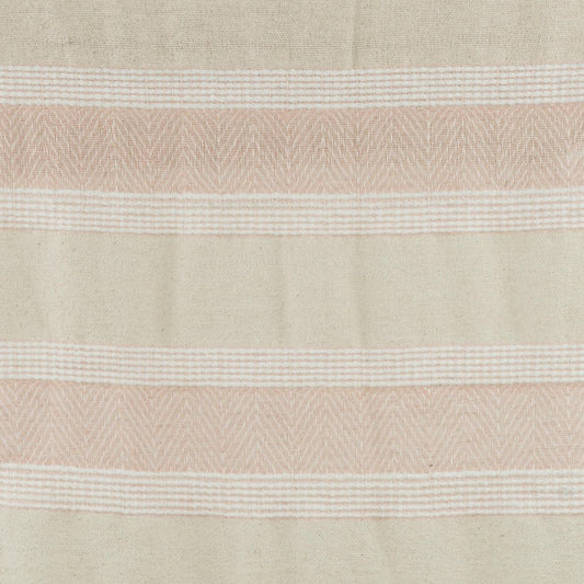 50" X 60" Beige And Pink Cotton Woven Striped Throw Blanket with Fringe