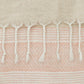 50" X 60" Beige And Pink Cotton Woven Striped Throw Blanket with Fringe
