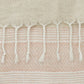 50" X 60" Beige And Pink Cotton Woven Striped Throw Blanket with Fringe