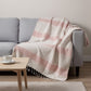 50" X 60" Beige And Pink Cotton Woven Striped Throw Blanket with Fringe