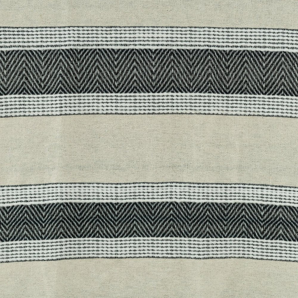 50" X 60" Black Cotton Woven Striped Throw Blanket with Fringe