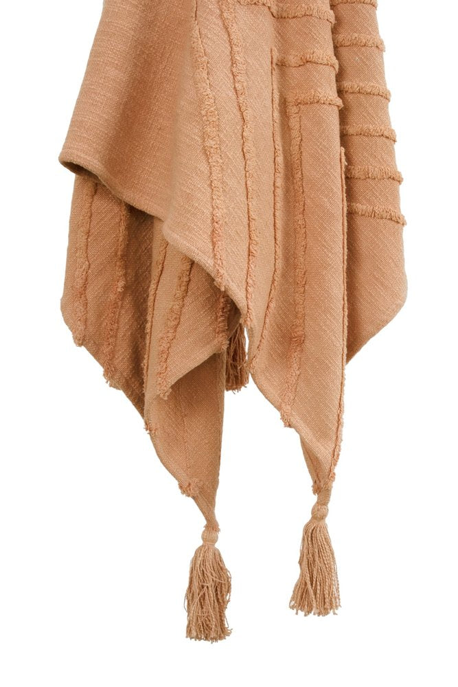 50" X 60" Terra Cotta Cotton Woven Geometric Throw Blanket with Fringe