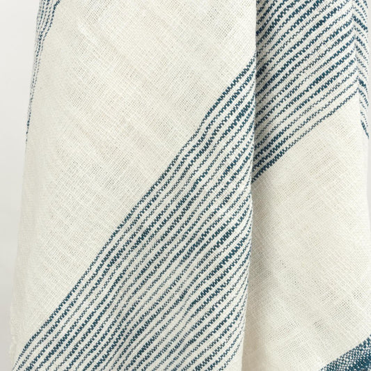 50" X 60" Ivory Cotton Woven Striped Throw Blanket with Fringe