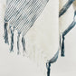 50" X 60" Ivory Cotton Woven Striped Throw Blanket with Fringe
