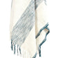 50" X 60" Ivory Cotton Woven Striped Throw Blanket with Fringe