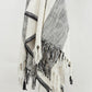 50" X 60" Black And Ivory Cotton Woven Striped Throw Blanket with Fringe