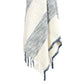 50" X 60" Blue And Ivory Cotton Woven Striped Throw Blanket with Fringe