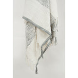 50" X 60" Gray And Ivory Cotton Woven Striped Throw Blanket with Fringe