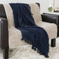 50" X 50" Blue Floral Cotton Woven Throw Blanket with Fringe
