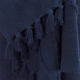 50" X 50" Blue Floral Cotton Woven Throw Blanket with Fringe