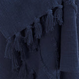 50" X 50" Blue Floral Cotton Woven Throw Blanket with Fringe