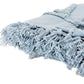 50" X 60" Light Blue Cotton Woven Throw Blanket with Tassels And Fringe