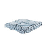 50" X 60" Light Blue Cotton Woven Throw Blanket with Tassels And Fringe