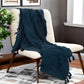 Teal Blue Woven 100% Woven Textured Cotton Throw Blanket