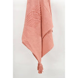 50" X 60" Coral Cotton Woven Ikat Throw Blanket with Tassels