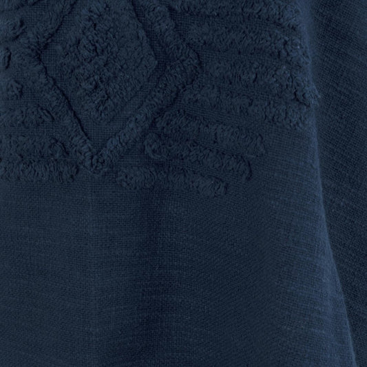50" X 60" Blue Cotton Woven Ikat Throw Blanket with Tassels