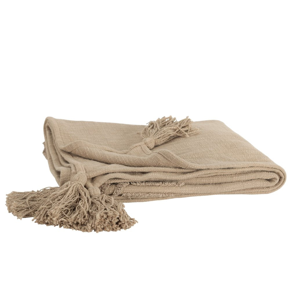 50" X 60" Brown Cotton Woven Ikat Throw Blanket with Tassels