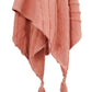 50" X 60" Coral Cotton Woven Geometric Throw Blanket with Tassels