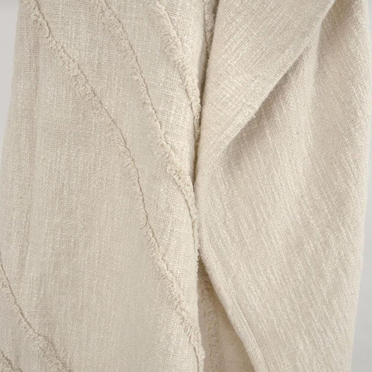 50" X 60" Natural Cotton Woven Geometric Throw Blanket with Tassels