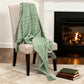 50" X 60" Green Cotton Woven Geometric Throw Blanket with Tassels