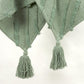 50" X 60" Green Cotton Woven Geometric Throw Blanket with Tassels