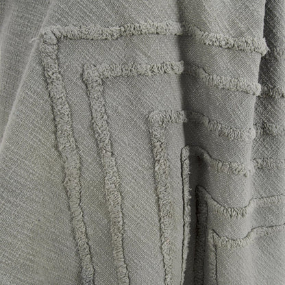 50" X 60" Gray Cotton Woven Geometric Throw Blanket with Tassels