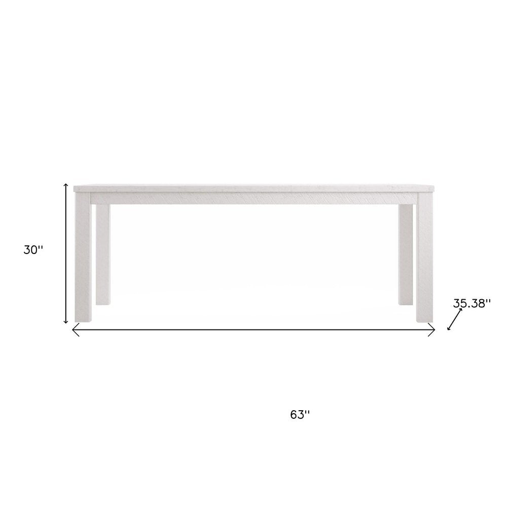 63" White Solid Wood Dining Table