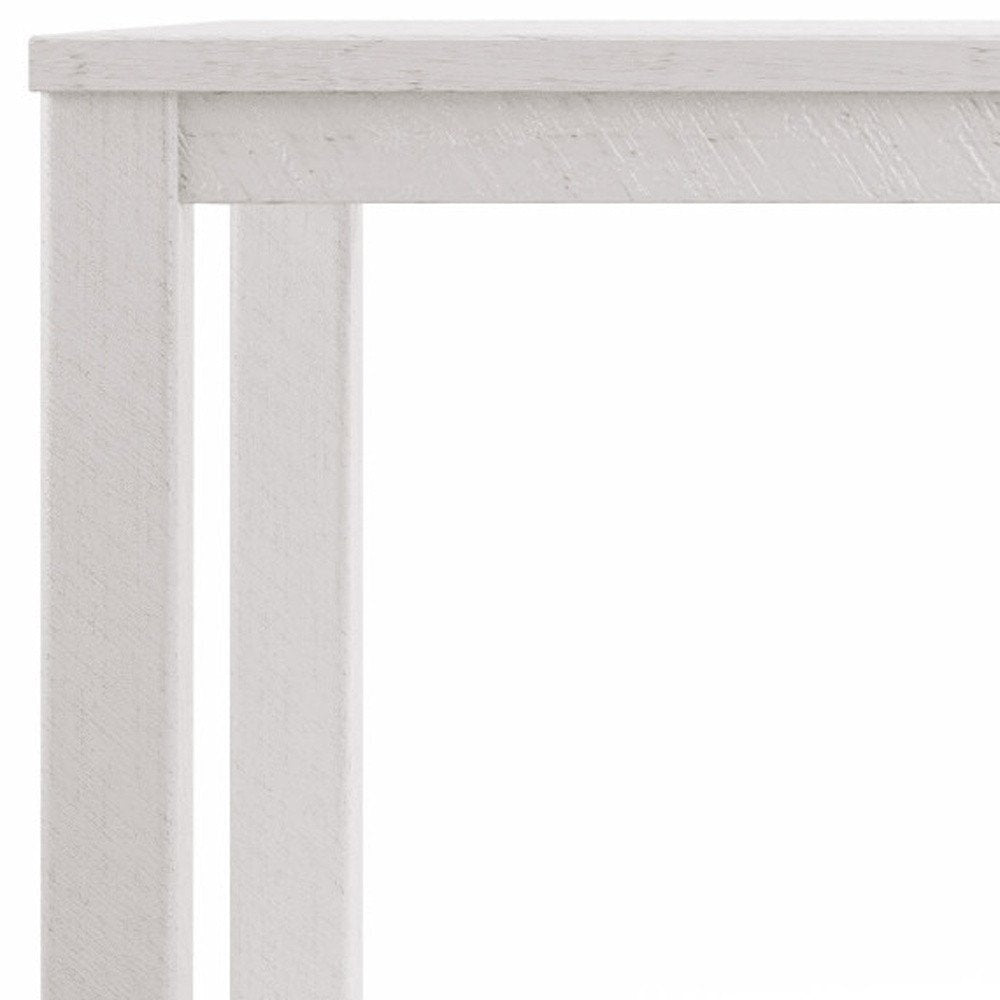 63" White Solid Wood Dining Table