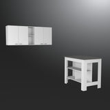 41" Dark Brown and White Wood Kitchen Island Set With Storage