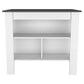 41" Dark Brown and White Wood Kitchen Island Set With Storage