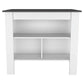 41" Dark Brown and White Wood Kitchen Island Set With Storage