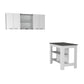 41" Gray and White Wood Kitchen Island Set With Storage