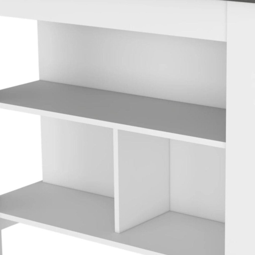 41" Gray and White Wood Kitchen Island Set With Storage