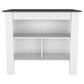 41" Dark Brown and White Wood Kitchen Island Set With Storage