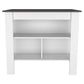 41" Dark Brown and White Wood Kitchen Island Set With Storage