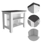 41" Dark Brown and White Wood Kitchen Island Set With Storage