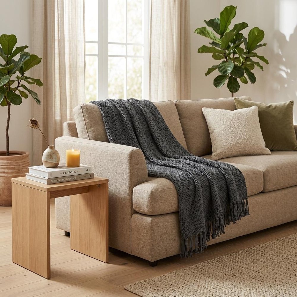 50" X 60" Gray Cotton Woven Throw Blanket