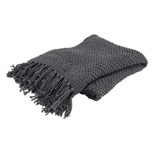 50" X 60" Gray Cotton Woven Throw Blanket
